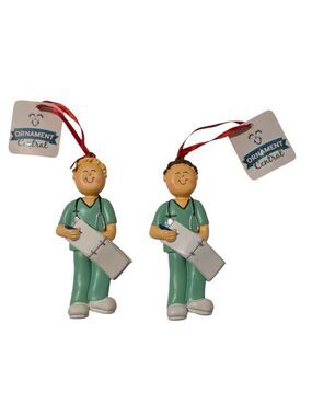 Scrub Nurse Ornaments  MALE with Stethoscope